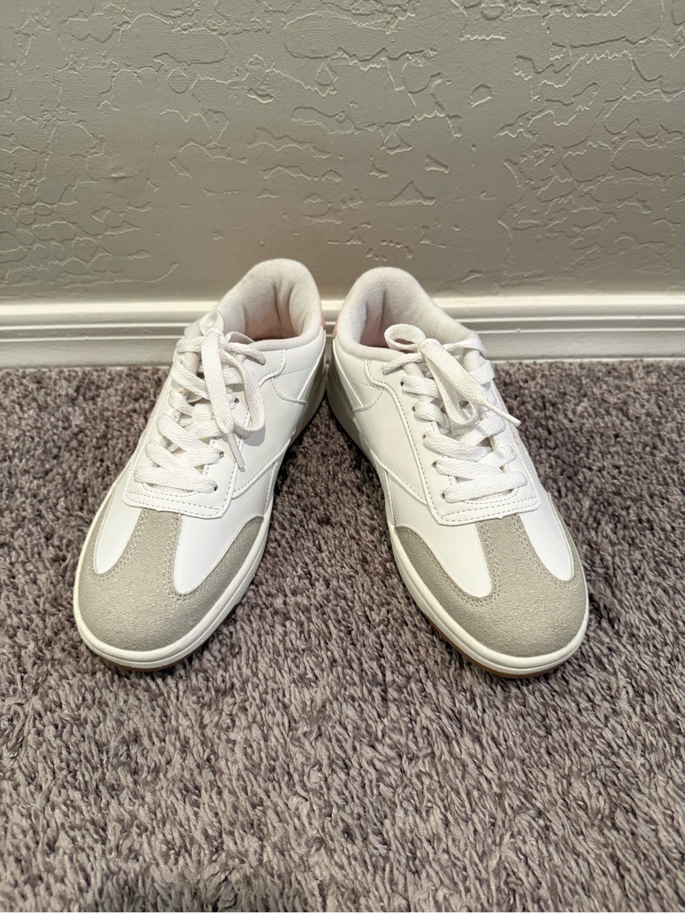 Reebok Kids White and Light Gray Lace-Up Sneakers
